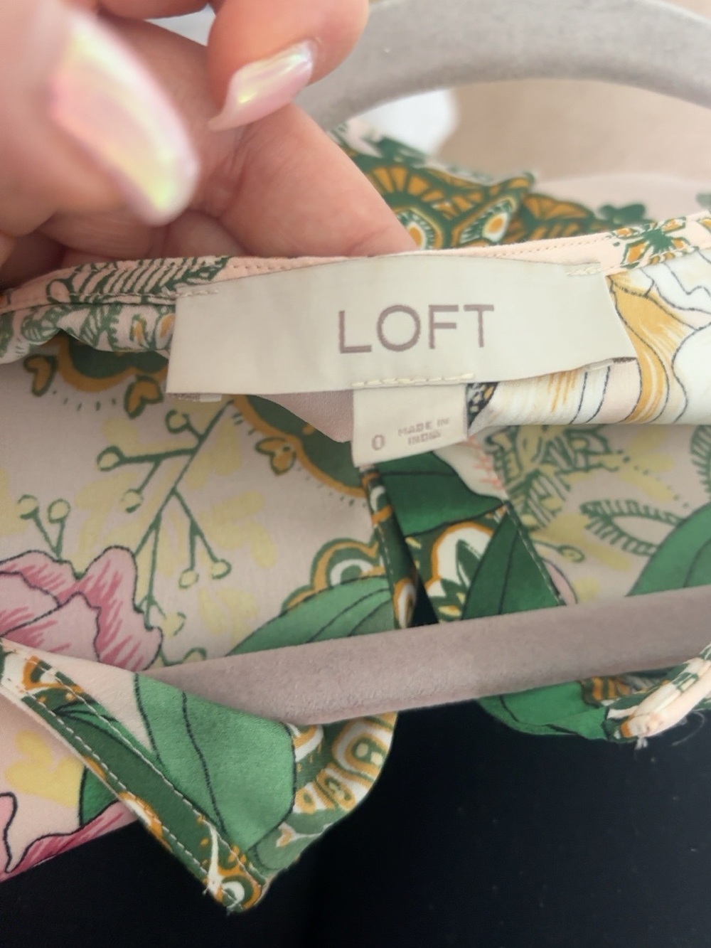 LOFT Floral Fit & Flare Dress Pink Green Size 0 - Picture 8 of 11